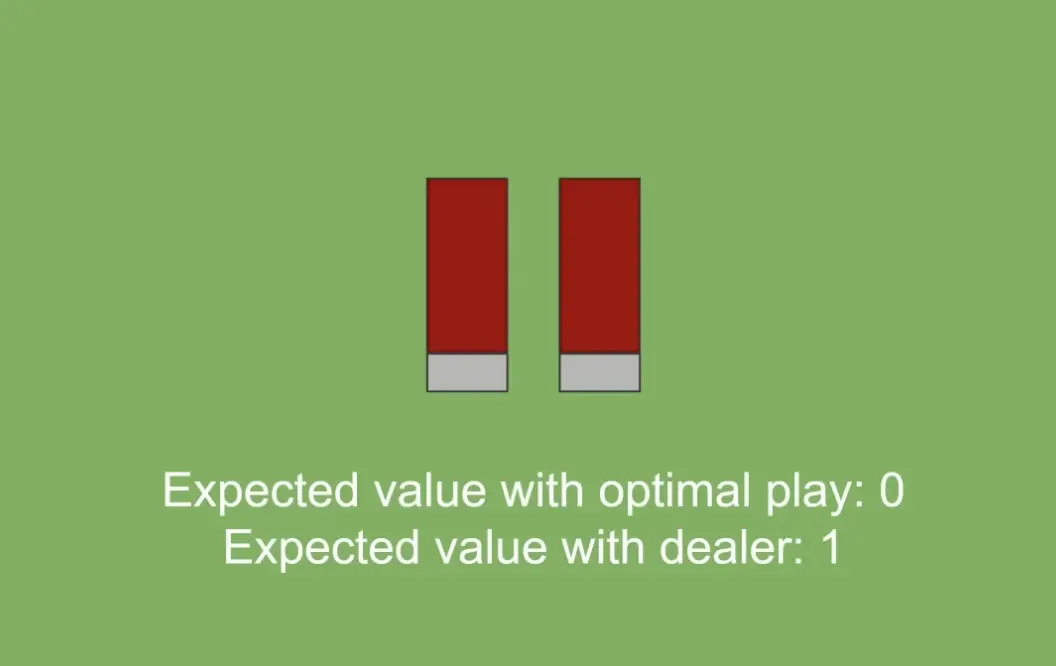 Buckshot Roulette expected value example showing why the dealer can misplay a two-live-shell chamber