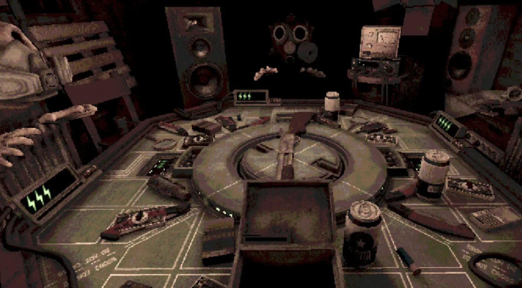 Buckshot Roulette gameplay screen showing the dealer, table layout, and item-based decision-making during a live round