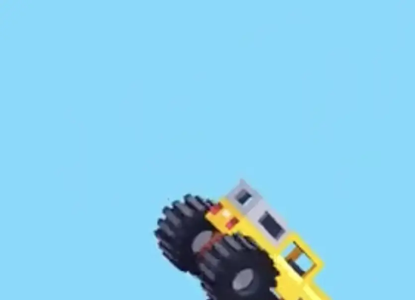 Drive Mad Level 157 truck being launched by the rocket and dropping near the finish area